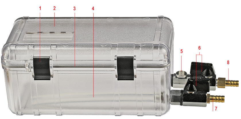 The EM-Tec Save-Storr sample storage container has been designed to store sensitive samples under a dry and inert gas atmosphere