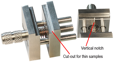 EM-Tec PV18 Präzisions-Schraubstock Probenhalter bis 18mm, Edelstahl 304, pin