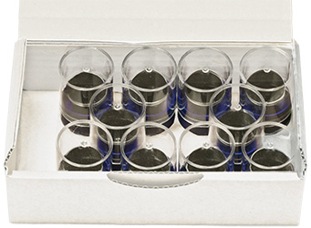 EM-Tec FS25 box with 10 x Ø25.4mm pin stubs plus Ø25mm high purity conductive tabs in SB3 storage tubes