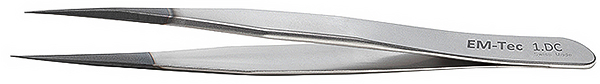 50-001810.jpg EM-Tec 1.DC high precision diamond coated ESD safe tweezers, style 1, strong fine tips, anti-magnetic stainless steel