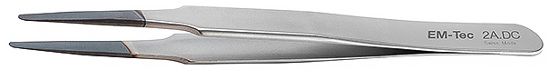50-001820.jpg EM-Tec 2A.AM high precision diamond coated ESD safe tweezers, style 2A, flat accurate round tips, anti-magnetic stainless steel