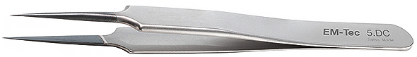 50-001850.jpg EM-Tec 5.AM high precision diamond coated ESD safe tweezers, style 5, extra fine straight tips, anti-magnetic stainless steel