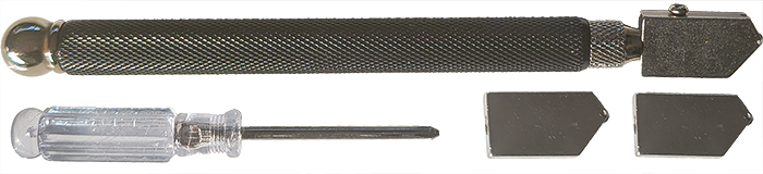  Micro-Tec GC3 standard glass cutter set with 3 cutting heads , 175mm overall length 