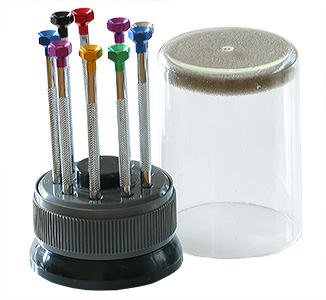 Micro-Tec SR9 set with 9 precision screwdrivers and revolving plastic base, 0.8 - 2.0mm blades