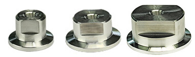 EM-Tec KF vacuum flange adapters to 1/8 inch NPT female thread, 304 stainless steel