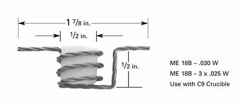 Micro-Electronics heating filament ME18B for crucible C9 , Tungsten