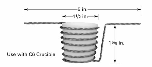 Tungsten heating basket B11 for crucible C6, 127 mm long