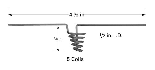 Tungsten evaporation basket B4, 22mm H x Ø12.7mm ID, 5 coils, 114 mm long