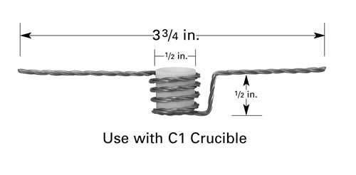 Tungsten heating basket B8A for crucible C1, 95 mm long