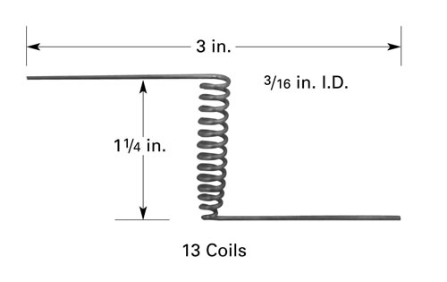 Wolfram Verdampferkorb B7, 32 mm H x Ø 4,8 mm ID, 13 Windungen, 76 mm Länge, Z-Förmig