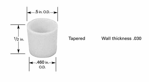 Crucible C1, 1.2ml, Ø12.7mm OD x 12.7mm H, 0.76 mm wall thickness. Use with B8A basket heater & crucible heaters CH-1, CH-10, CH-11 and ME-11