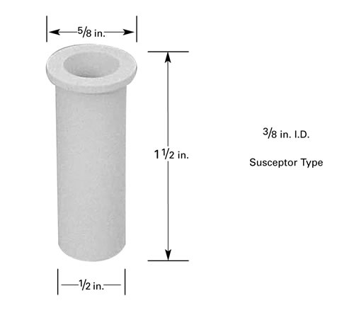 Tiegel C8, 10 ml, Ø12,7 mm AD x 38 mm H,  Ø15,9 mm Kragen. Wird benützt mit Tiegelheizung CH-8.