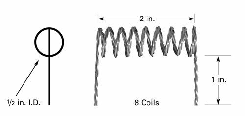 Evaporation filament F14, U-shape, with 8 x Ø12.7mm ID coils, 51mm wide, tungsten