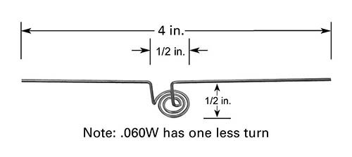 Heizungswendel H2 mit Ø 12,7 mm Fläche, 12,7 mm Tiefe, 127 mm Länge, Wolfram