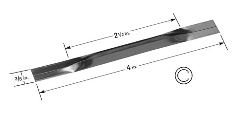 Evaporation boat S13, folded, horizontal with 64 x 9.5mm trough, 102mm L x 9.5mm W