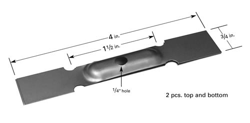 Evaporation boat S26 with 25mm L closed trough and central Ø6.3mm opening, 102mm L x 19mm W, isolated hot-zone 