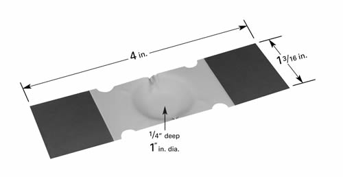 Alumina coated evaporation boat S29 with Ø25.4 x 6.3mm dimple, 102mm L x 30mm W, isolated hot-zone 