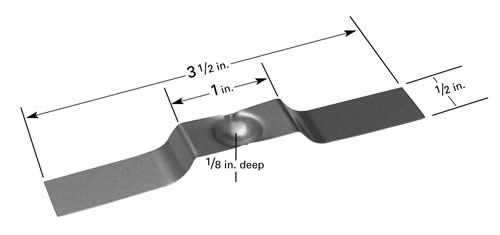 Evaporation boat S2A, raised middle part with 3mm deep dimple, 89mm L x 12.7mm W