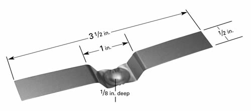 Evaporation boat S2B, lowered middle part with 3mm deep dimple, 89mm L x 12.7mm W