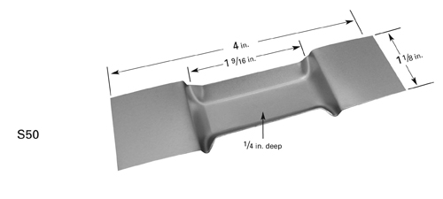 Evaporation boat S50 with 40 x 25 x 6.3 mm trough, 102mm L x 29mm W