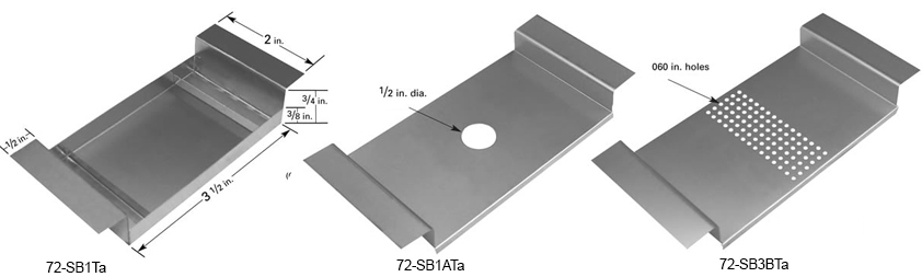 Tantalum evaporation source SB1, 91 x 50 x 9.5mm trough,  114mm L x 51mm W