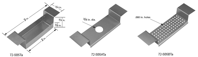 Tantal-Verdampfungsschiffchen SB5, 50 x 19 x 9,5 mm Vertiefung, 76 mm L x 19 mm B