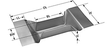 Folded evaporation boat type FB1, 114 x 54mm, 17cc